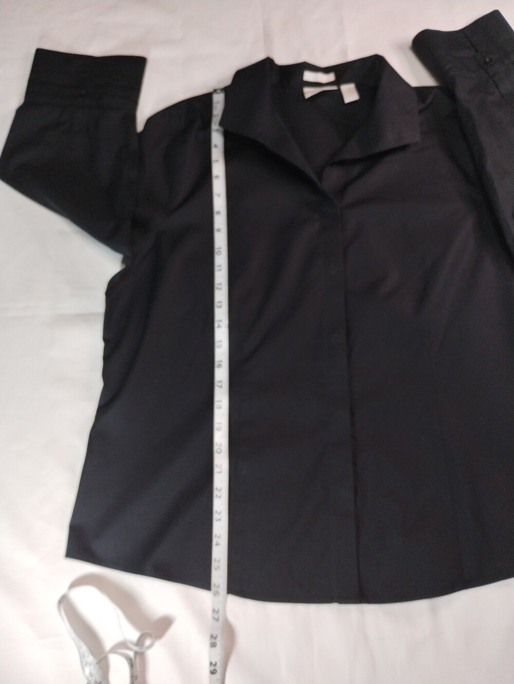 Chico's Black Blouse with Clean Collar Size (3) - Picture 3 of 9